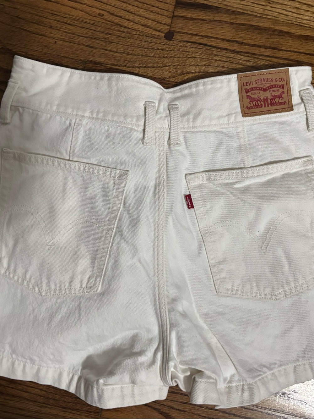 Levi's White Denim High-Waist Shorts